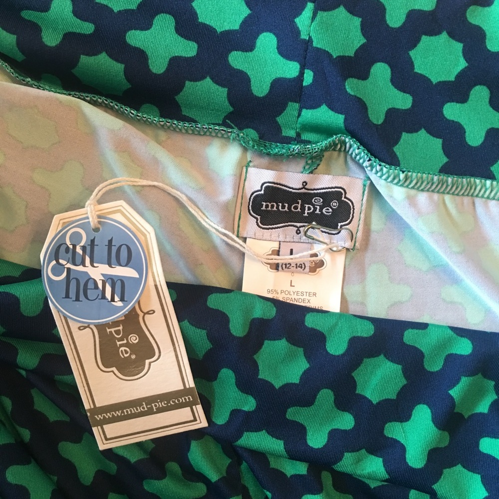 Mud Pie stretchy pants in navy with green